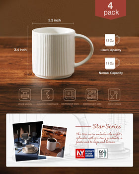 Famiware star mug set 4 dishwasher and microwave safe for easy cleanup