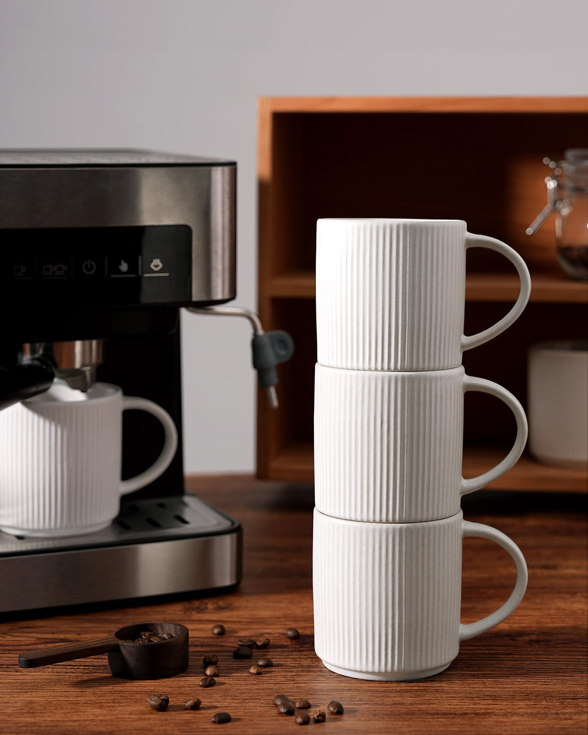 Famiware star mug set 4 stackable grooves for stable storage