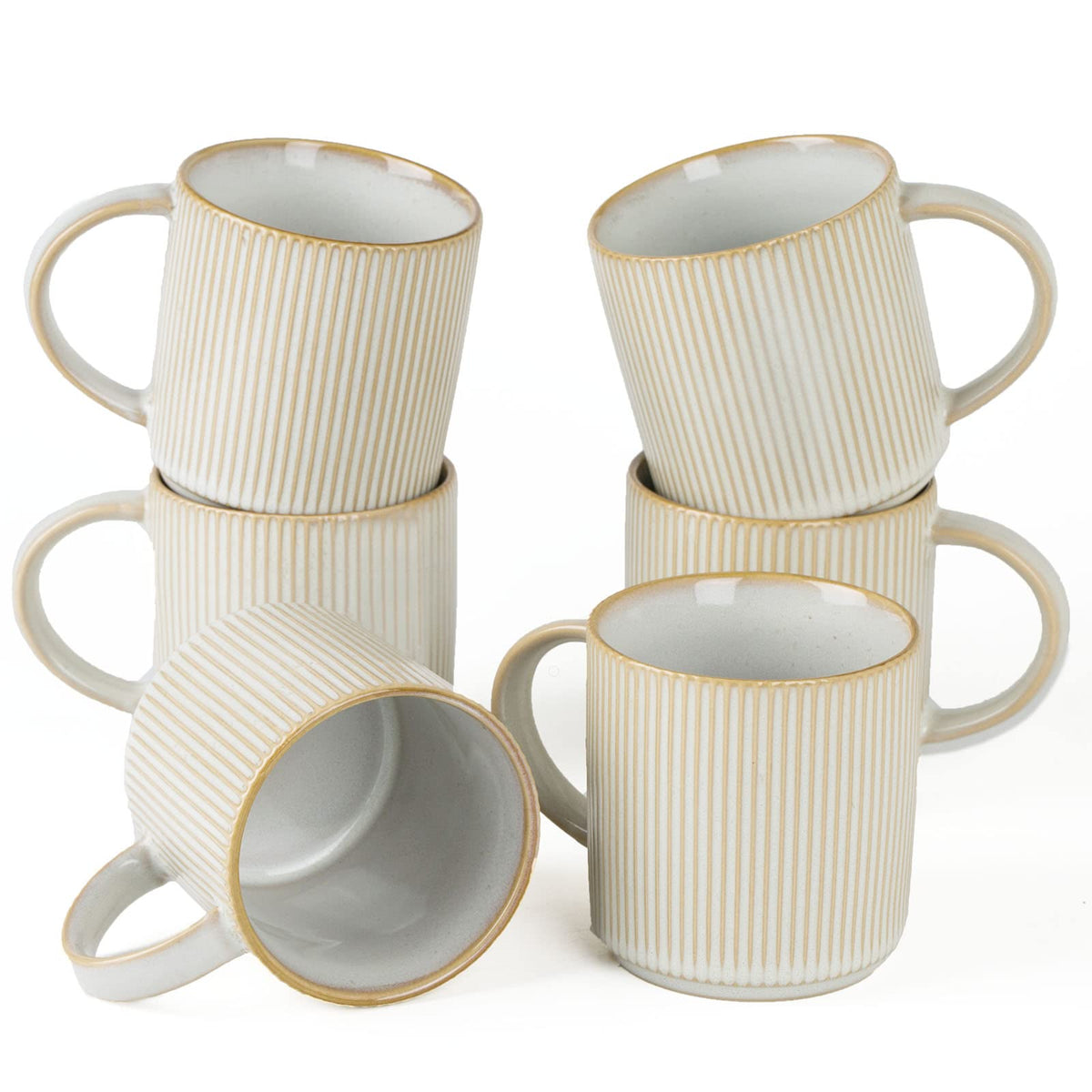 Famiware Star mug set displayed with six 12 oz cups for daily coffee use