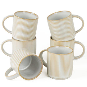 Famiware Star mug set displayed with six 12 oz cups for daily coffee use