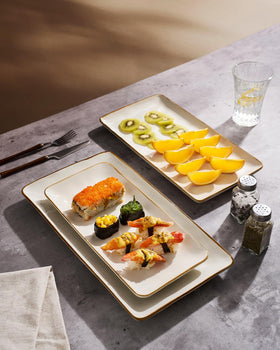 Famiware ripple-design plate from Ocean Series reflecting light like sea ripples