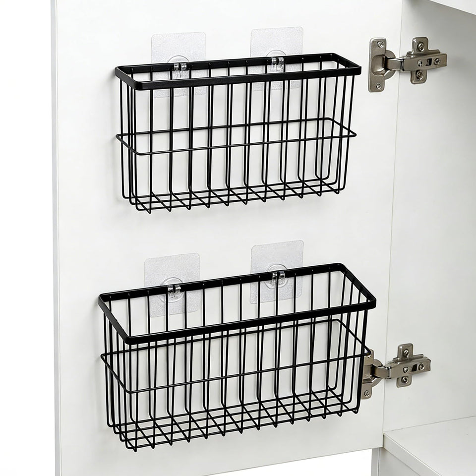 FAMNONE 2-pack adhesive cabinet door organizer with 5.9-inch depth for extra storage