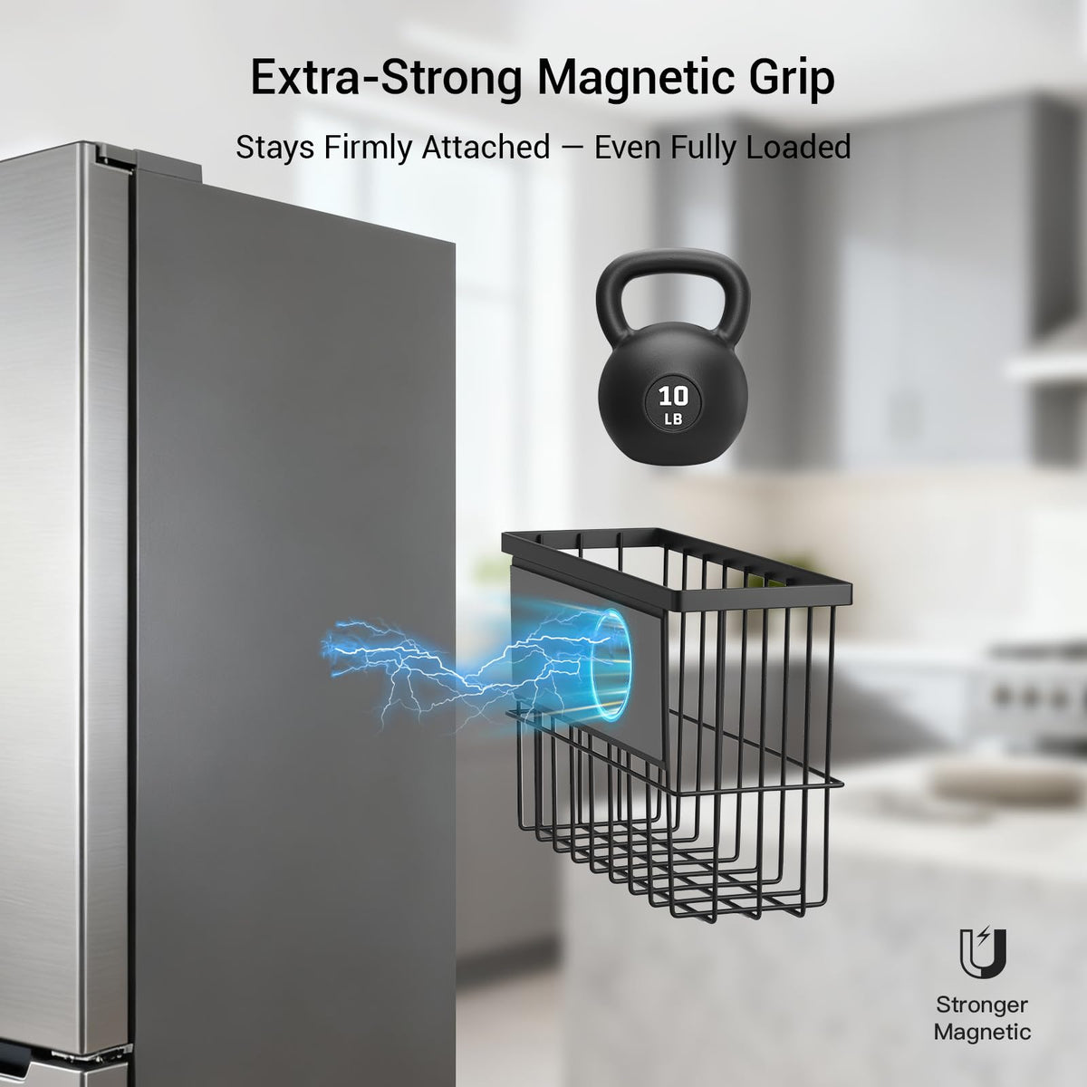 FAMNONE movable magnetic basket easily relocates on a metal office surface.