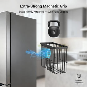 FAMNONE movable magnetic basket easily relocates on a metal office surface.
