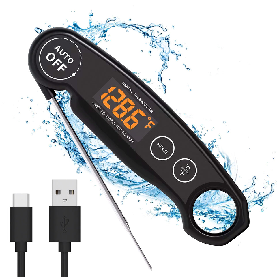 Famoos one-second read thermometer in action for quick cooking checks