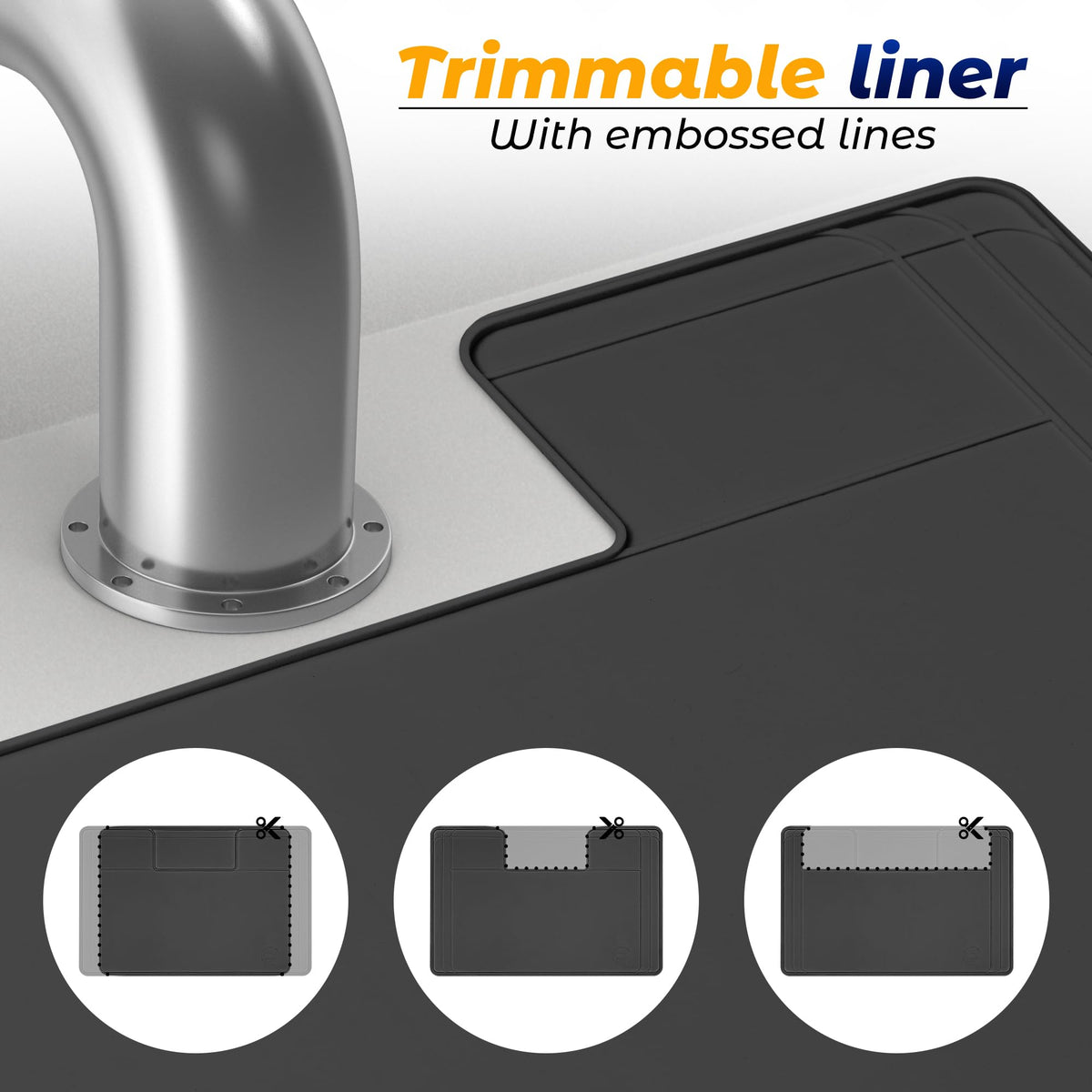 Famous Dino The Original Under Sink Mat features raised lip edge catching drips.