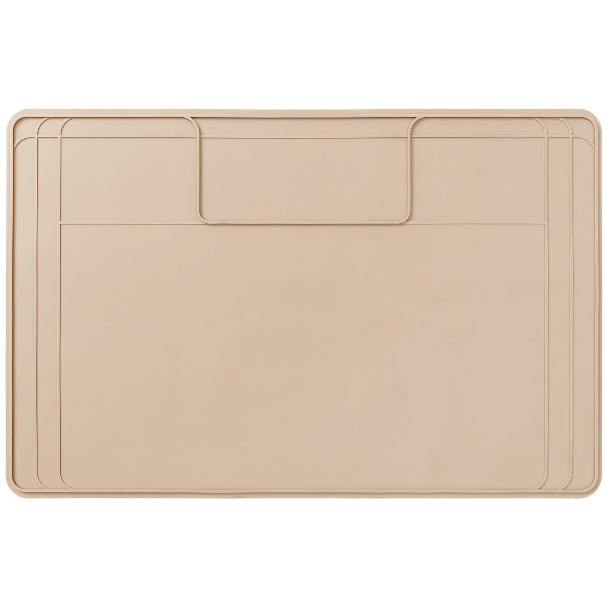 Famous Dino under-sink mat in beige full-size protects cabinet floors from spills.