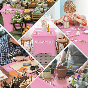 Famstar spandex tablecloth keeps tables neat at festivals and buffets