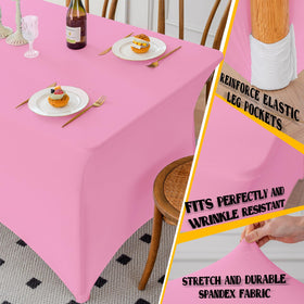 Famstar rectangular-fit tablecloth stretch showing secure, wrinkle-free drape.