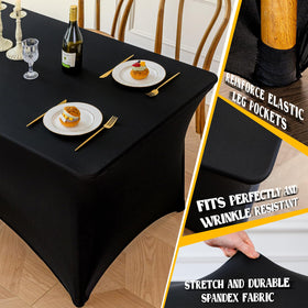 Famstar rectangle tablecloth with stretch fit for a neat, professional look on 4ft tables
