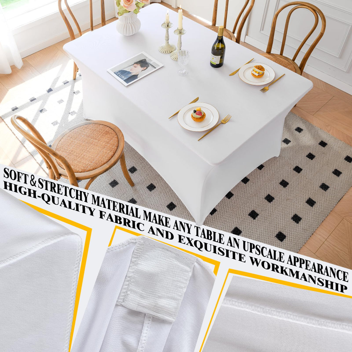 Famstar washable durable tablecloth resists stains after multiple uses.