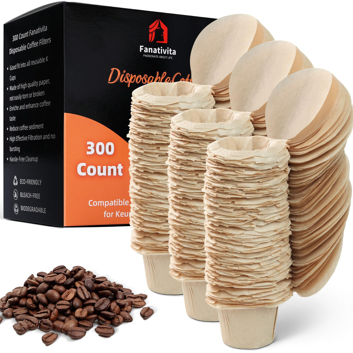 Fanativita 300-count filters with Genius Lid for easy, mess-free cleanup.