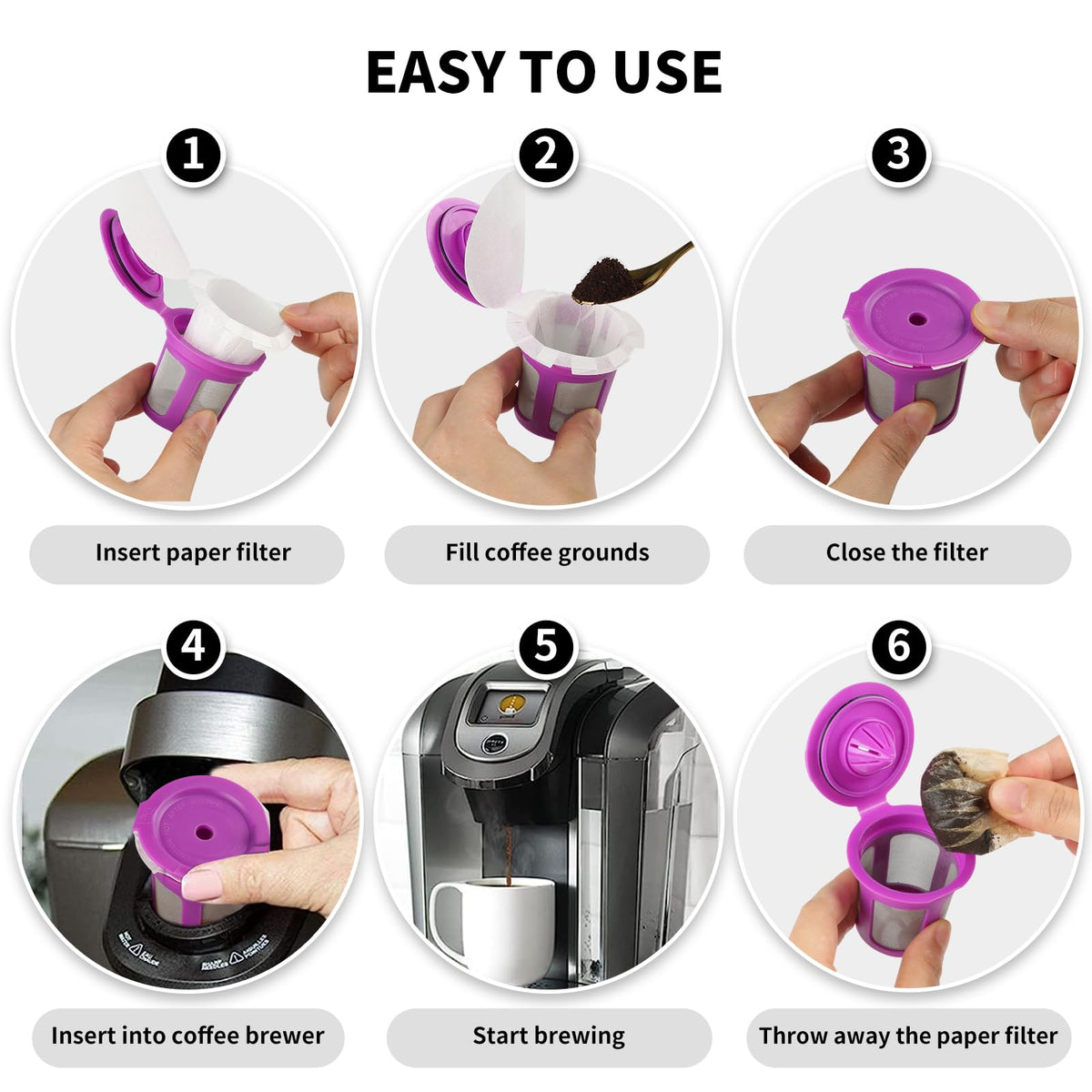 Use your own coffee with Fanativita K Cup filters to personalize brews and save money.