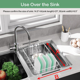 Fanbsy expandable dish rack arms adjustable to fit most sinks.