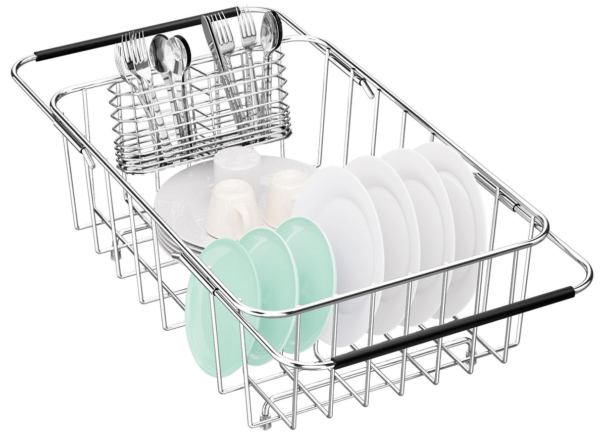 Fanbsy small dish drainer over-sink extendable keeps counters dry and organized.