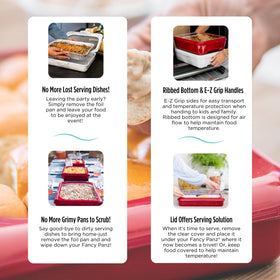 Sturdy, stackable Fancy Panz design for polished presentation.