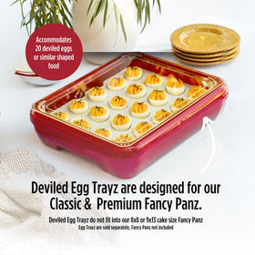 Fancy Panz Deviled Egg Trayz keeps berries and mushrooms organized beside eggs.