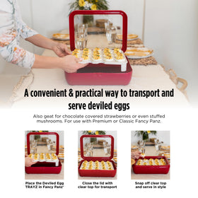 Fancy Panz Deviled Egg Trayz pairs with gel pack to keep servings warm.