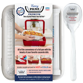 Fancy Panz foil pan inserted into carrier for easy transport.