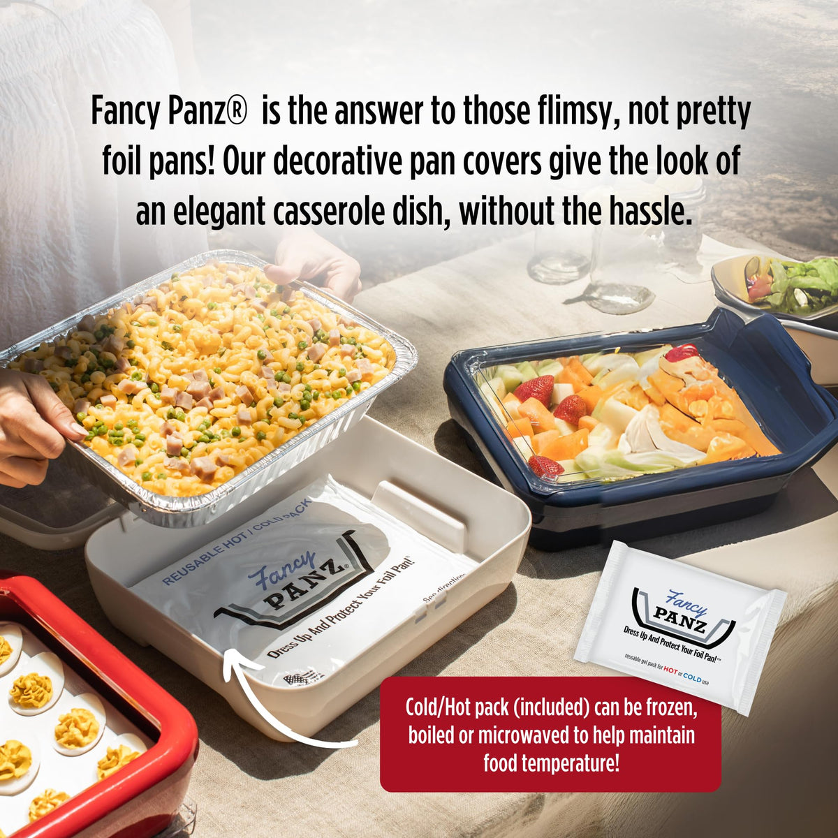 Fancy Panz frame insert enhances foil-pan presentation