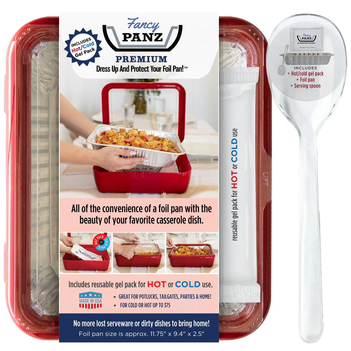 Fancy Panz red premium carrier with lid keeps dishes stylish during transport
