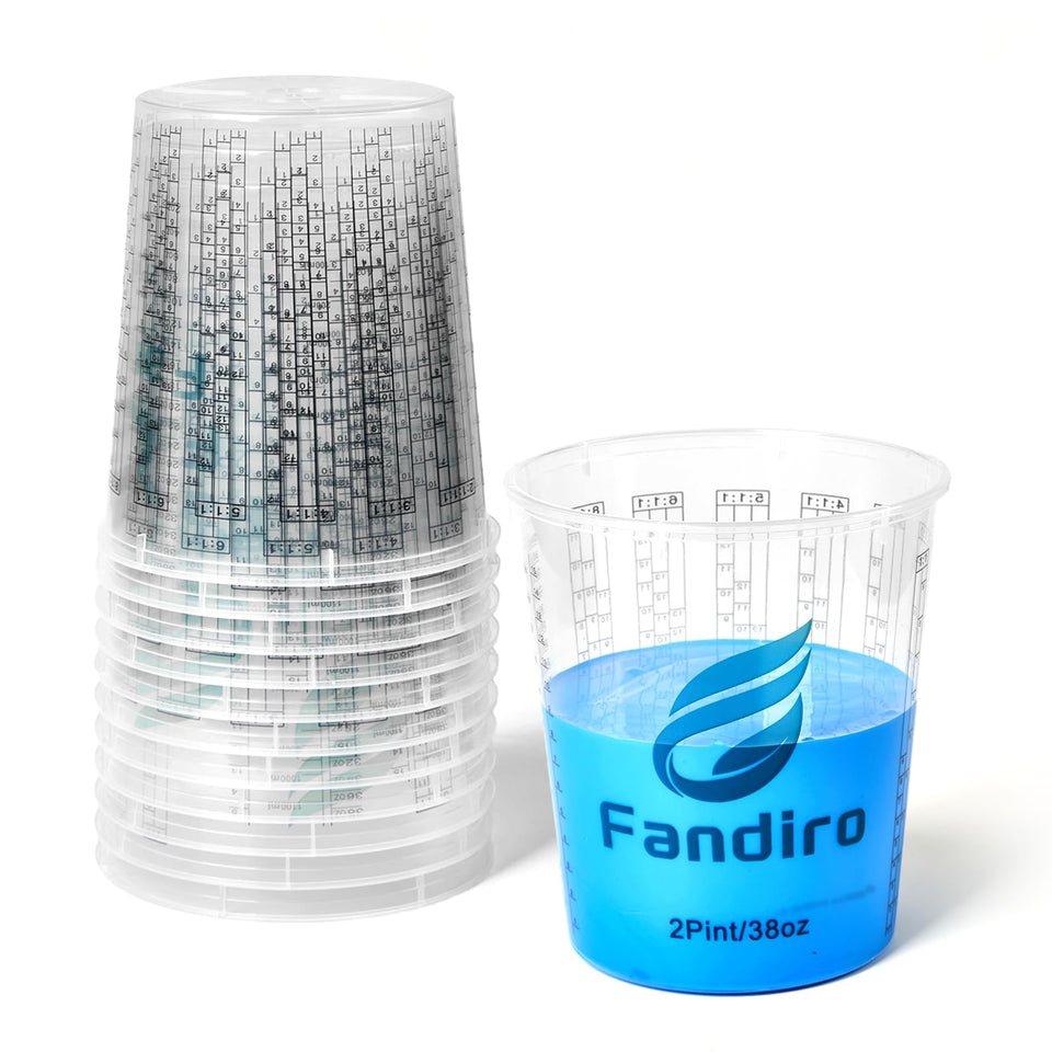 Fandiro 38-ounce cups with clear graduations for precise paint mixing