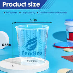 Fandiro pour spout designed to minimize spills during mixing