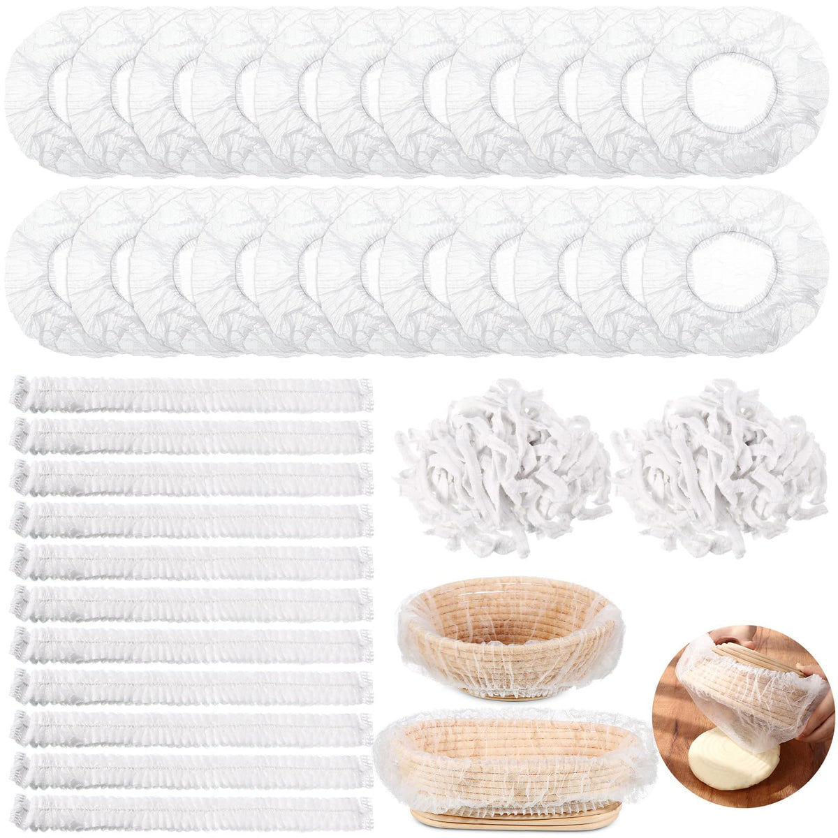 Fanfanwin 200pcs banneton liner packaging for bulk sourdough supplies.