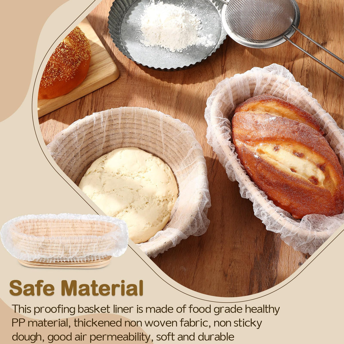 Fanfanwin 24-inch compatible liner fits varied bannetons for versatile proofing.