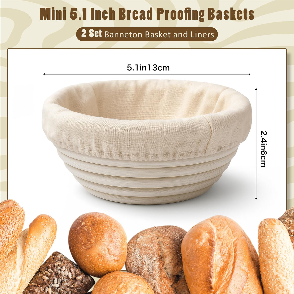 Fanfanwin banneton liners included for easy cleanup and reusable baking setup