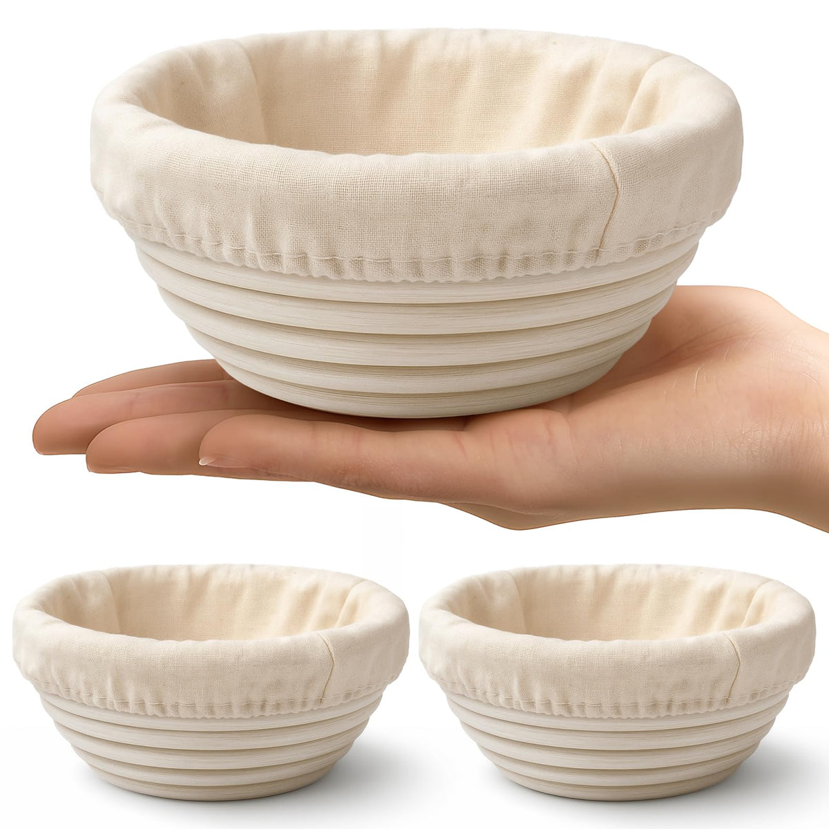 Fanfanwin round banneton basket 2-pack for uniform dough shaping and proofing
