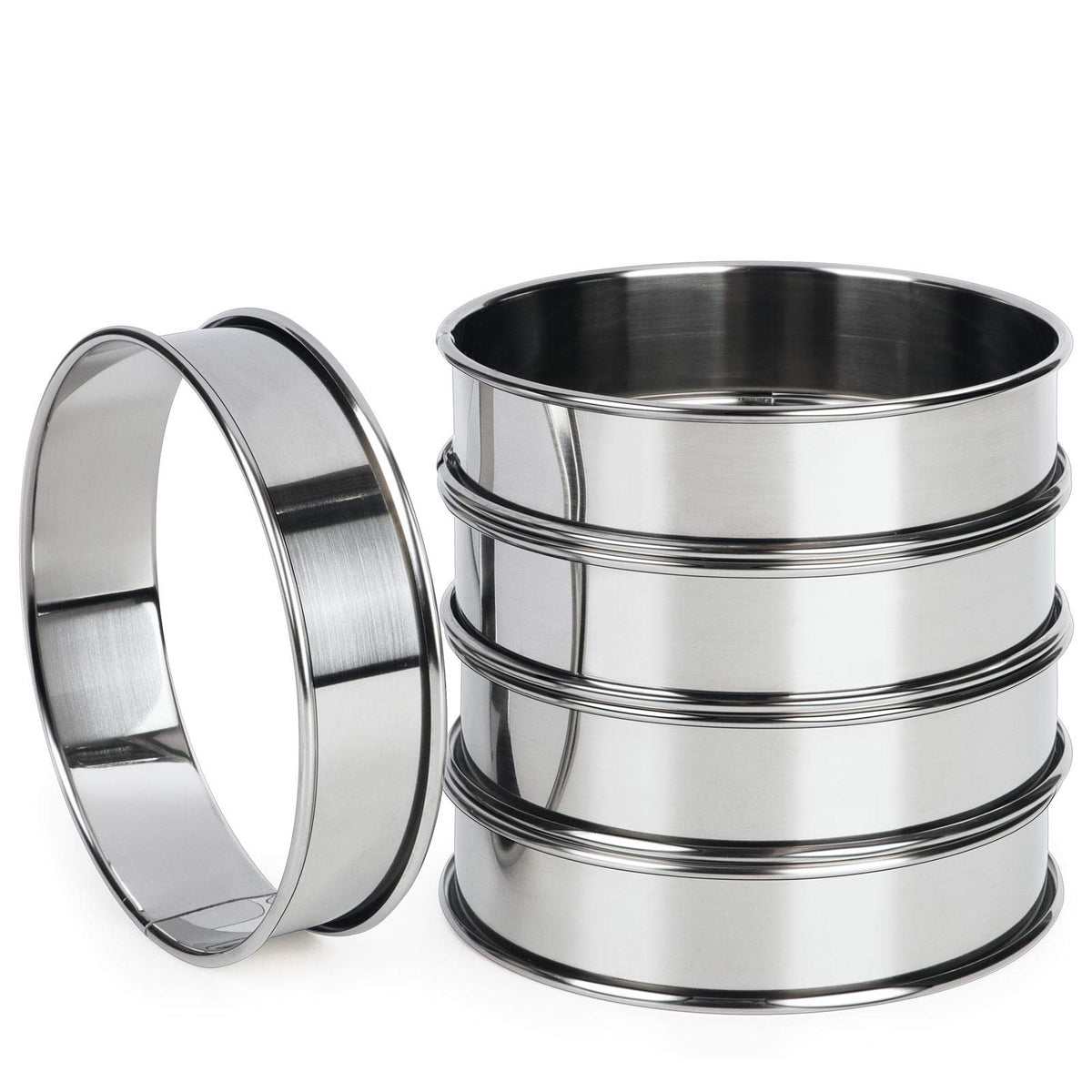 FANGSUN 4-inch muffin rings set for evenly shaped English muffins.