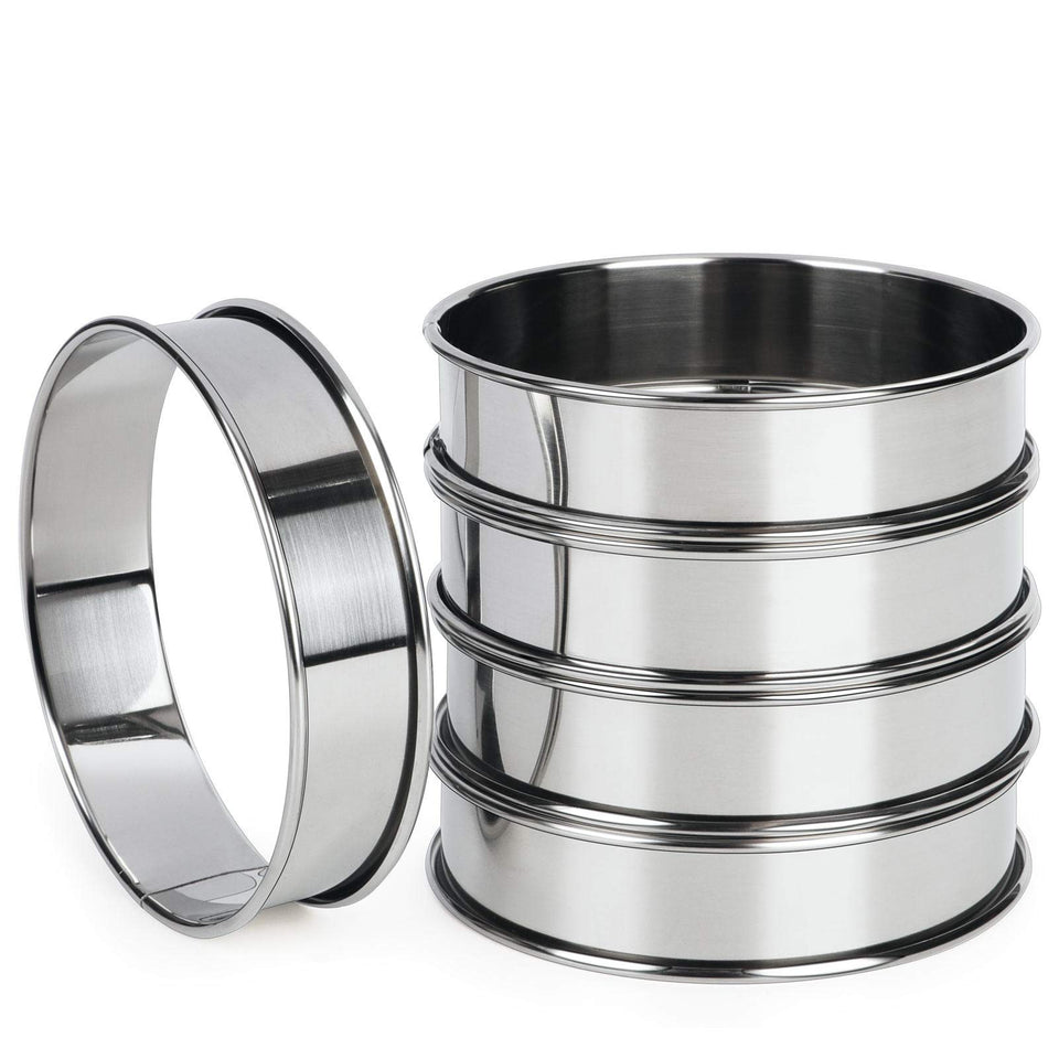 FANGSUN 4-inch muffin rings set for evenly shaped English muffins.