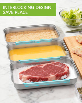 Space-saving nesting design lets you prep and then stack trays to clear the countertop.