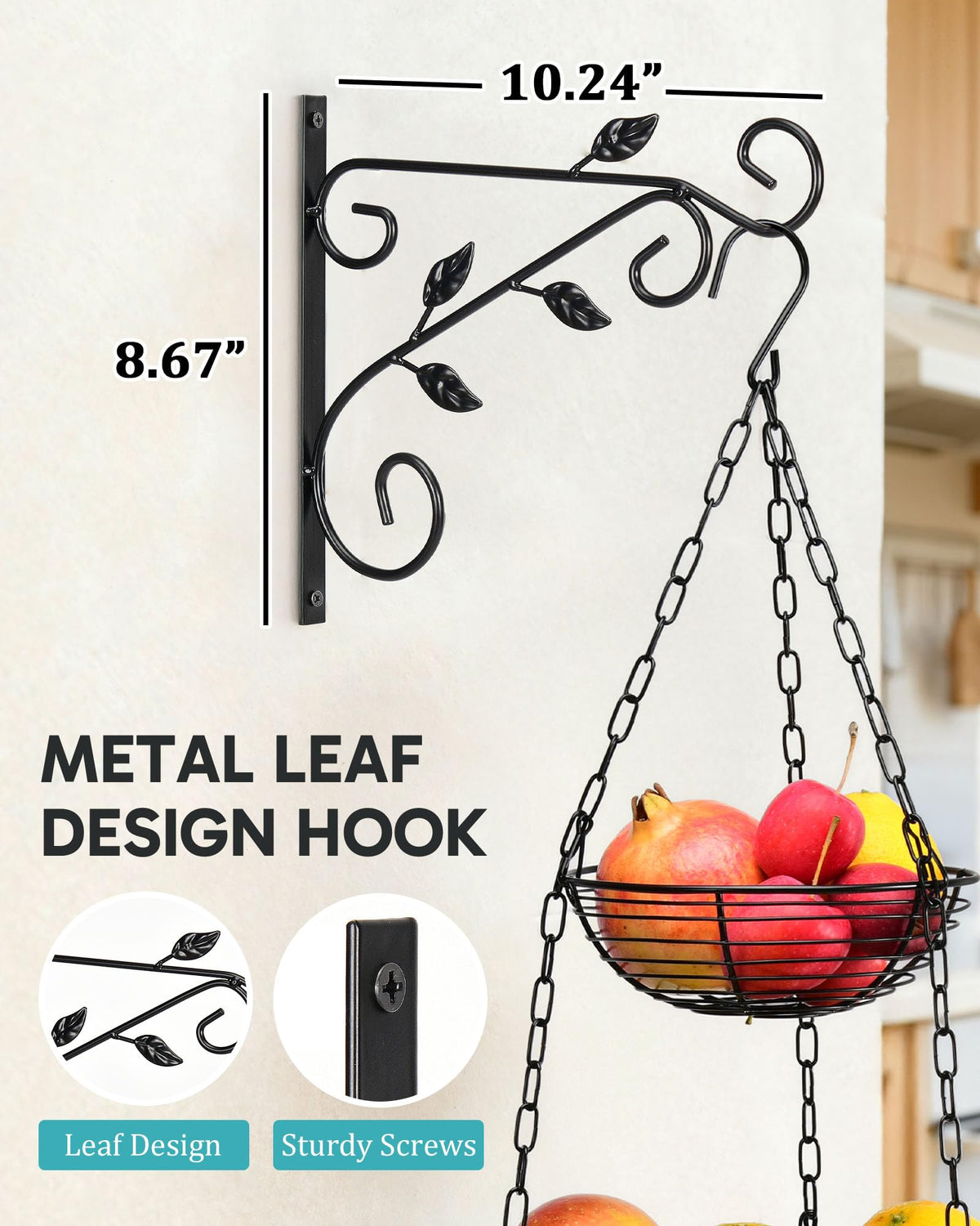 FANGSUN 36-inch wall-mount rack provides accessible storage for lemons and tomatoes.