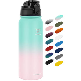 Fanhaw 20 oz bottle in green and pink full view showing durable stainless steel for daily use