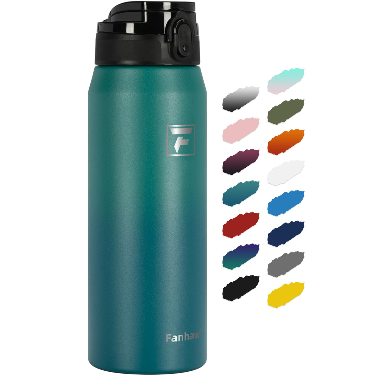 Fanhaw 24 oz insulated bottle with anti-dust lid keeps beverages cold on the go