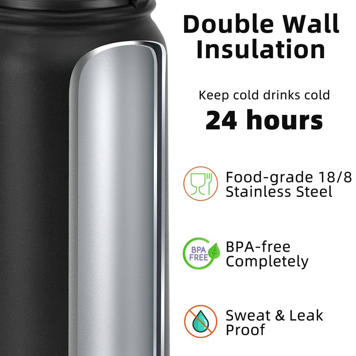 Fanhaw bottle with dust cover keeps straw clean between sips.