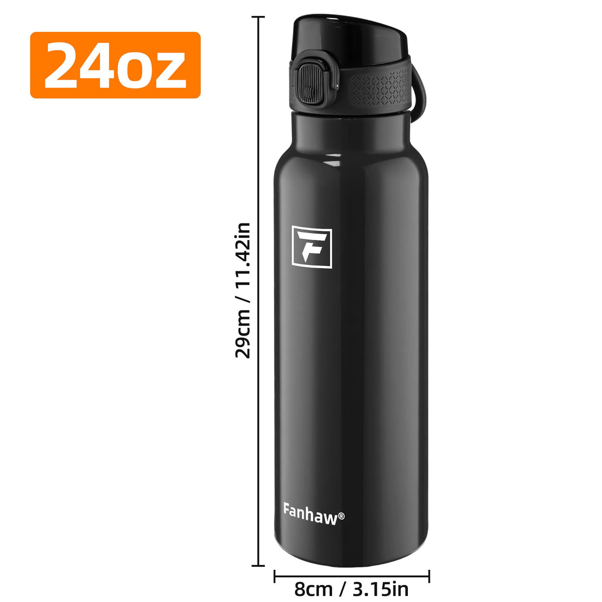 Fanhaw Daylite glossy black finish provides stylish, grip-friendly handling.