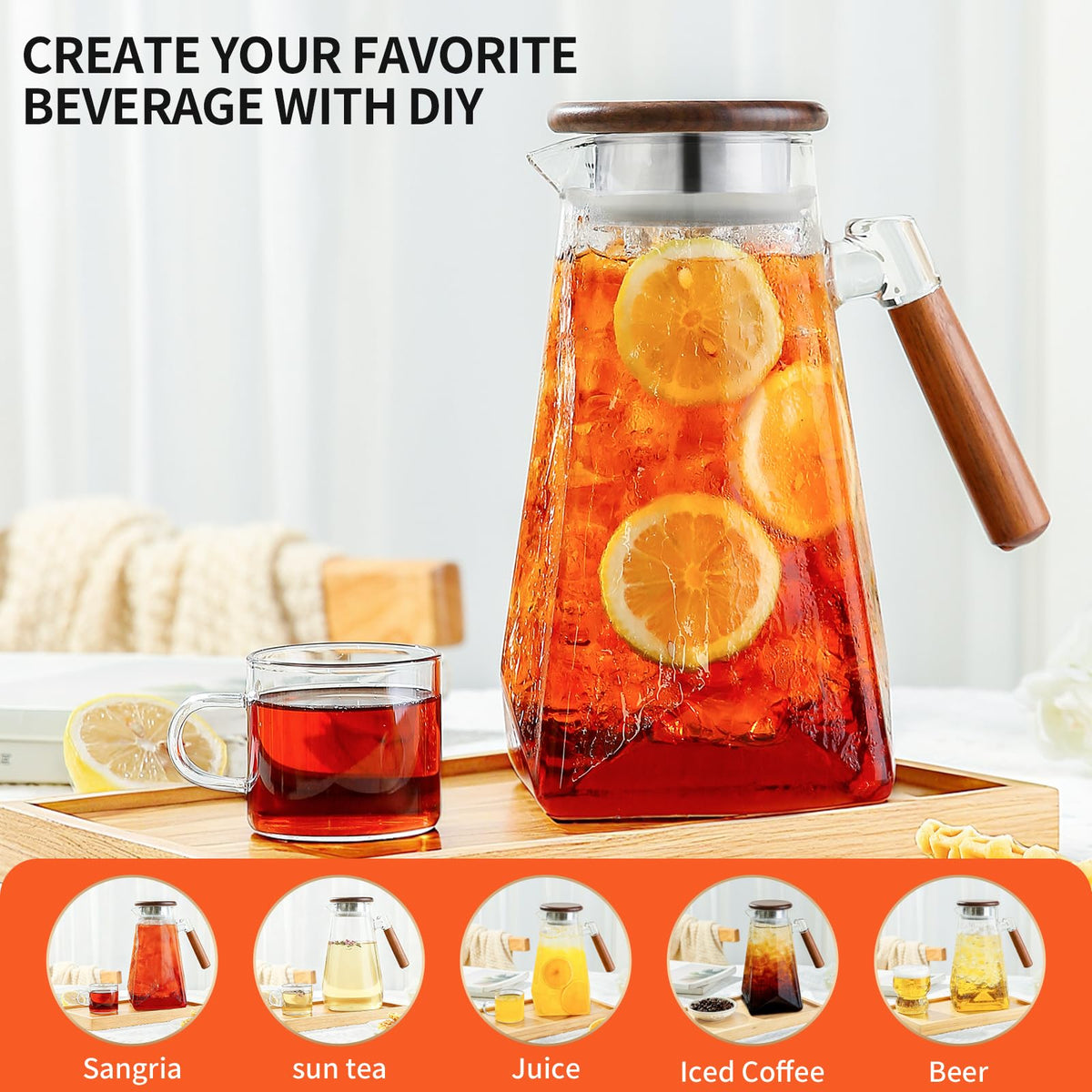 FANKAQI 68oz capacity keeps iced tea ready for gatherings.