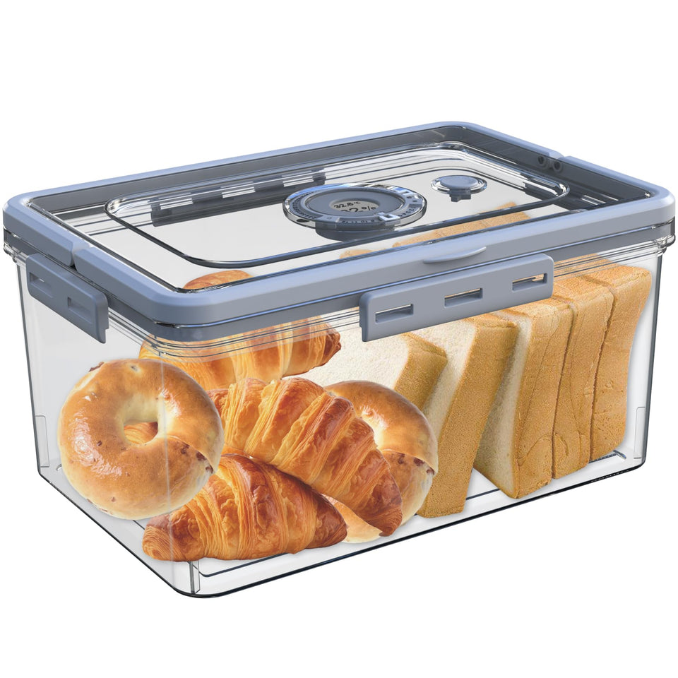 Fanlory bread box with digital hygrometer for precise humidity monitoring.