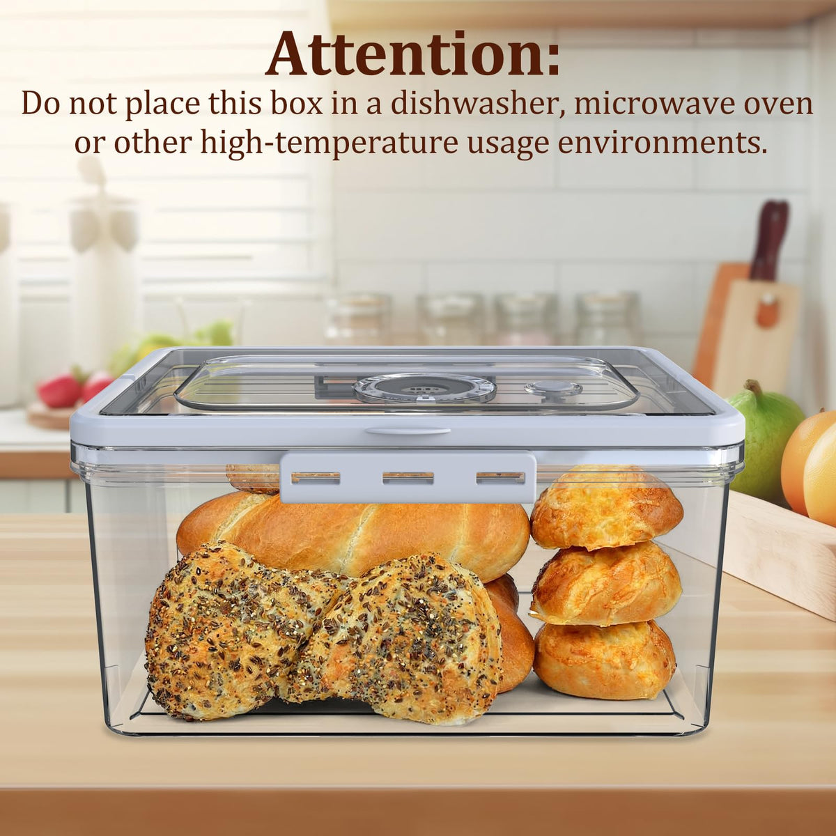 Four buckles secure the lid for spill-free storage.