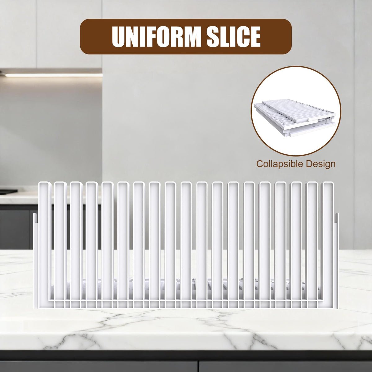 Fanlory compact bread slicer folds flat for easy kitchen storage.