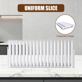 Fanlory compact bread slicer folds flat for easy kitchen storage.