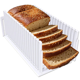 Fanlory bread slicer with foldable rails for compact storage and quick setup.