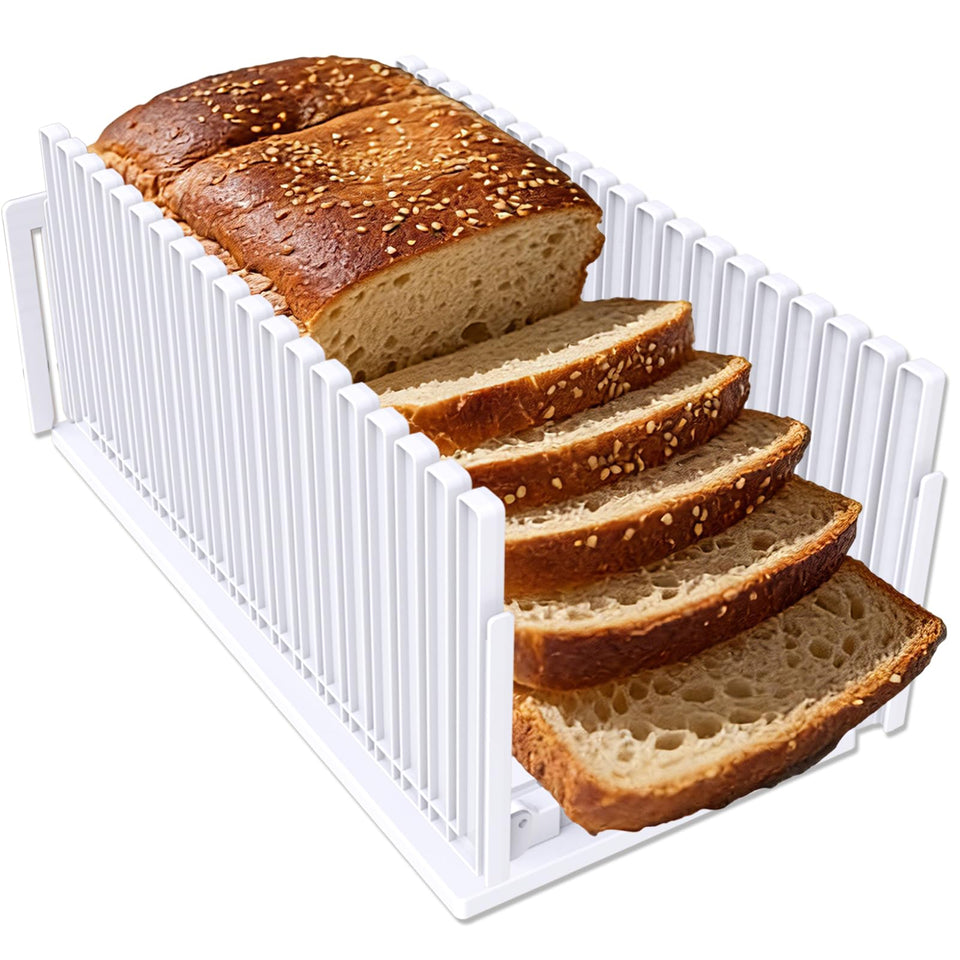 Fanlory bread slicer with foldable rails for compact storage and quick setup.