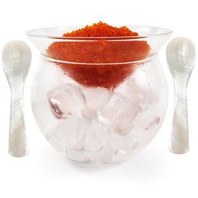 FANQIEW glass caviar serving set with round bowls for elegant entertaining