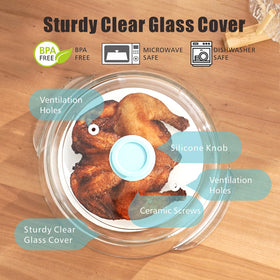 FANQIEW top-vent-holes highlights steam release that helps keep food moist.