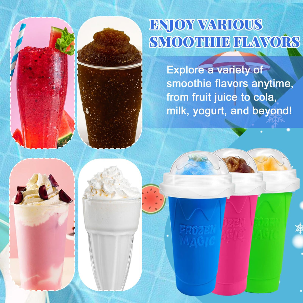 FANS-ONE Slushie Cup 2-in-1 spoon design for sipping