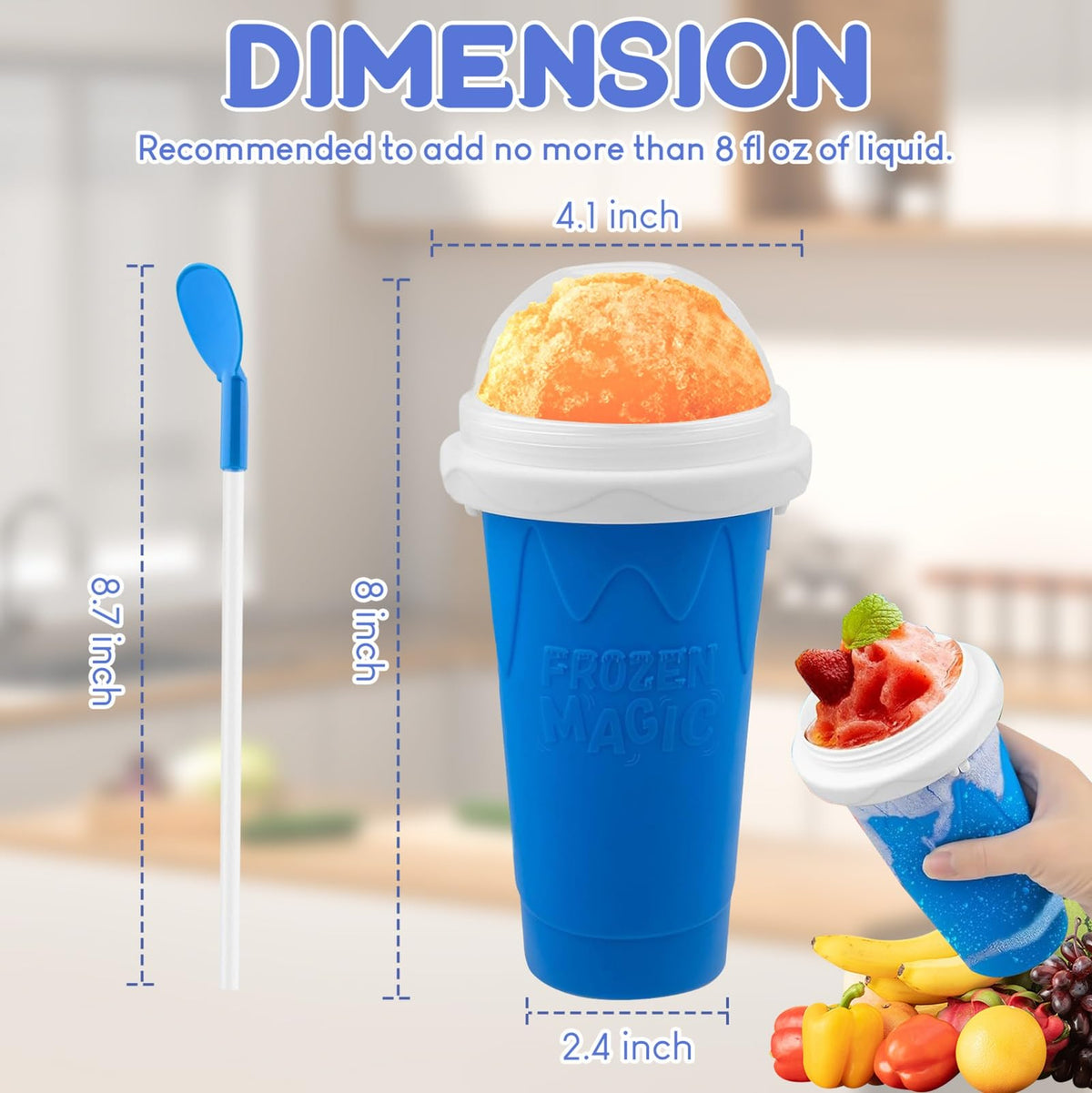 The 2-in-1 spoon-straw design adds convenience during frozen treat enjoyment.
